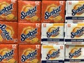 Sunkist Orange Soda display. Sunkist is a orange flavored soft drinks owned by Keurig Dr Pepper