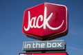 Jack in the Box Fast Food Restaurant. Jack in the Box is reducing job postings as minimum wage obligations rise I Royalty Free Stock Photo