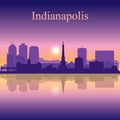 Indianapolis city silhouette on sunset background