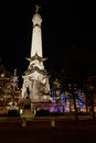 Indianapolis - Circa July 2018: Indianapolis Downtown Skyline at night with the Soldiers and Sailors Monument at the Circle III Royalty Free Stock Photo