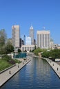 Indy Canal Walk and Skyline of Downtown Royalty Free Stock Photo