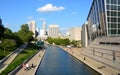 Indianapolis skyline from Canal Walk Royalty Free Stock Photo