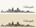 Indianapolis skyline engraved vector hand drawn