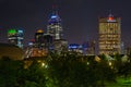 The Indianapolis skyline at night Royalty Free Stock Photo