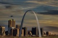 Indianapolis skyline and the panoramic at twilight