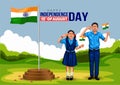 indianhappy independence day India. Indian student saluting flag of India. abstract vector illustration design flyer Royalty Free Stock Photo