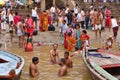 Indians bathing and praying in Ganges, Varanasi, India Royalty Free Stock Photo