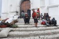 Indians in front of church of Santo Tomas at Chichicastenango
