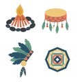 Indians icon temple ornament and element retro vintage hinduism ethnic people tools vector illustration