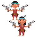 Indians man and woman with modern weapons