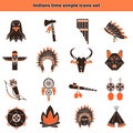 Indians time simple icons set Royalty Free Stock Photo