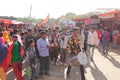 Indians young man crowd and celebrate local festival