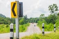 Indicates a Change in the Road Alignment warning sign in Thailand