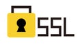 Indicates the safety of HTTPS and SSL connection status. Padlock icon and logo regarding locks.