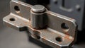 Indicating oxidization due to exposure. The hinge is suspended possibly Royalty Free Stock Photo