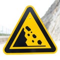 Indicating a rockfall hazard. Features geometric rock shapes descen Royalty Free Stock Photo