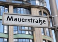 indication of the main street of Berlin called Mauerstrasse that Royalty Free Stock Photo