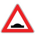 Street DANGER Sign. Road Information Symbol. Speed bump deformation in the pavement.