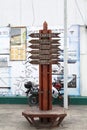 Indication signs at the entrance of the port of Ushuaia, Argentina