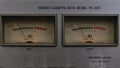 Indicator decibel meter on vintage stereo cassette deck. Dashboard on retro recorder machine. Control panel with a scale Royalty Free Stock Photo