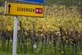 Road sign with direction Schengen, Luxembourg