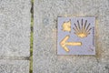 Indicator on the pavement of the Camino de Santiago