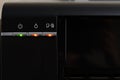 The indicators on the printer are red, the printer is broken, close-up. Multifunction printer. Royalty Free Stock Photo