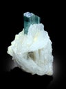 Indicolite  tourmaline albite specimen from skardu Pakistan Royalty Free Stock Photo