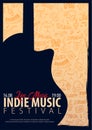 Indie Music Festival. Open Air. Flyer design Template with hand-draw doodle on the background.