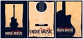 Indie Music Festival. Open Air. Set of Flyers design Template with hand-draw doodle on the background. Royalty Free Stock Photo