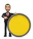 Indifferent businessman with a yellow circle