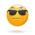 Indifferent emoticon face in sunglasses Royalty Free Stock Photo