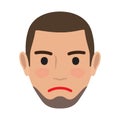 Indifferent Man Avatar User Pic. Vector Front View