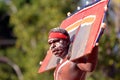 Indigenous Australians aboriginal adult man dancing a cultural ceremony dance Royalty Free Stock Photo
