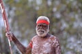 Indigenous Australians aboriginal man dancing a cultural ceremony dance