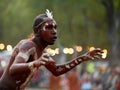 Indigenous Australians man on ceremonial dance in Laura Quinkan Dance Festival Cape York Australia Royalty Free Stock Photo