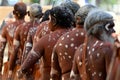 Indigenous Australians men on ceremonial dance in Laura Quinkan Dance Festival Cape York Australia Royalty Free Stock Photo