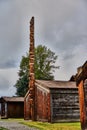 Indigenous Cedar Plank Longhouses and Totem Poles at K`san Village, Hazelton, Britsh Columbia, Canada