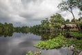 Indigenous community located on the banks of a river in the Orinoco Delta, Venezuela