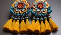 Indigenous cultures celebrate spirituality with ancient, ornate, multi colored crafts generated by AI