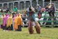 Indigenous dancer wearing furry chaps