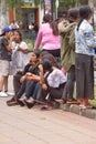 Indigenous people in the park in Cotacachi