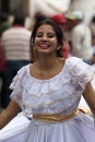 Indigenous female dancer in colonial dress Ecuador
