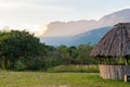 Indigenous hut with Auyan Tepuy at the background.