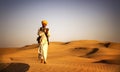 Indigenous Indian Man Playing Wind Pipe Desert Concept Royalty Free Stock Photo