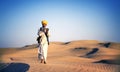 Indigenous Indian Man Playing Wind Pipe Desert Concept Royalty Free Stock Photo