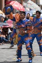Indigenous kichwa man in colourful costumes in Ecuador