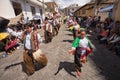 Indigenous kichwa people dancing in the street