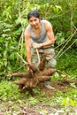 Indigenous Man With Tapioca Roots