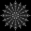 Australian mandala dot painting tribal vector design, Aboriginal decorative boho style dot art pattern in white on black backgroun